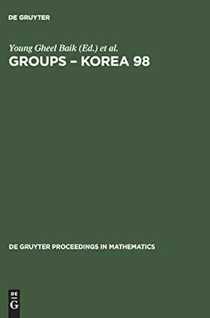 groups a korea 98 proceedings of the international conference held at pusan national university pusan korea