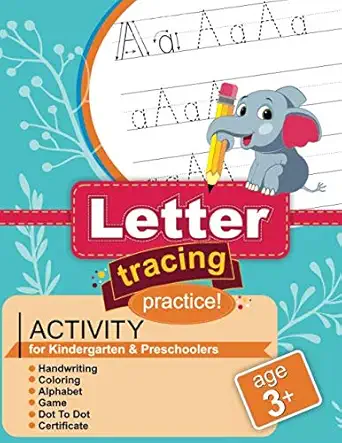 letter tracing practice book for preschoolers and kindergarten ages 3 5 alphabet handwriting coloring games