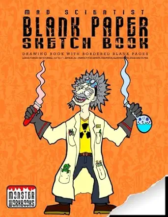 mad scientist blank paper sketch book drawing book with bordered pages large format art journal approx a4