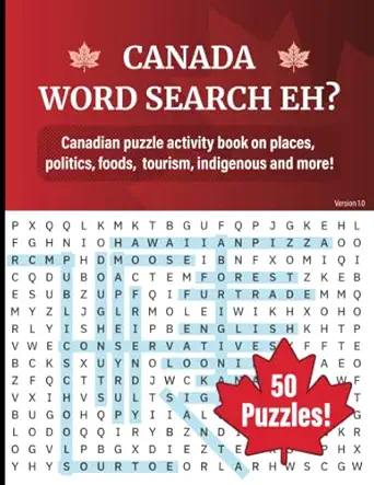 canada word search eh canadian puzzle activity book on places politics foods tourism indigenous and more 1st
