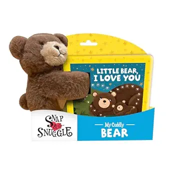 snap and snuggle little bear i love you cuddly bear plush silicone slap bracelet and board book for kids 1st