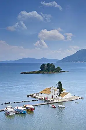 church and mouse island on corfu greece journal 150 page lined notebook/diary 1st edition cool image