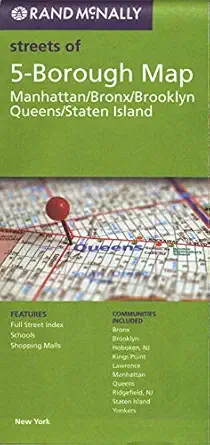 rand mcnally streets of 5 borough new york manhattan / bronx / brooklyn / queens / staten island 1st edition