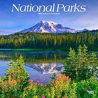 national parks 2024 12 x 24 inch monthly square wall calendar browntrout scenic yosemite yellowstone nature