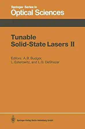 tunable solid state lasers ii proceedings of the osa topical meeting rippling river resort zigzag oregon june