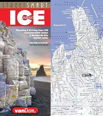 streetsmarta iceland map by vandam laminated pocket size country planning and driving map with all