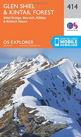 glen shiel and kintail forest 414 1st edition ordnance survey 0319246493, 978-0319246498