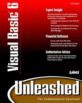 visual basic 6 unleashed 1st edition rob thayer 067231309x, 978-0672313097