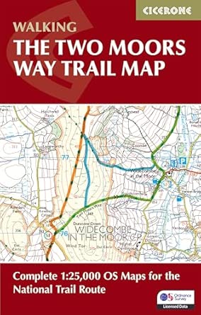 the two moors way trail map complete 1 25 000 os maps for the route 1st edition sue viccars 1786313189,