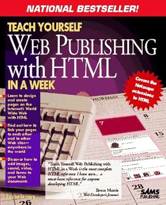 teach yourself html web publishing in a week 1st edition laura lemay 0672306670, 978-0672306679