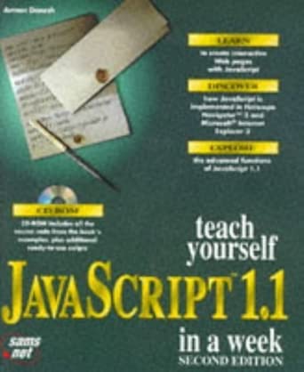 sams teach yourself javascript in a week 1st edition arman danesh 1575211955, 978-1575211954