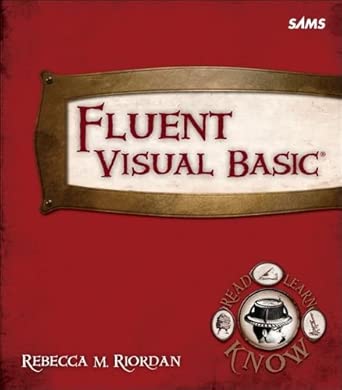 fluent visual basic 1st edition riordan rebecca 0672335808, 978-0672335808
