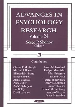 advances in psychology research volume 24 1st edition serge p shohov 1590337395, 978-1590337394