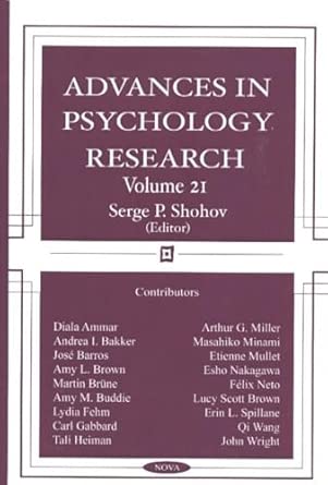 advances in psychology research volume 21 1st edition serge p shohov 1590336518, 978-1590336519