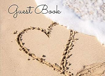 guest book beach with heart in sand welcome sign in log book for vacation homes airbnb beach house cabin and