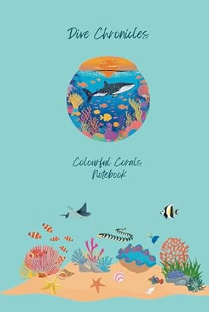colourful corals notebook by dive chronicles hardback ocean themed journal with 100 premium color pages and