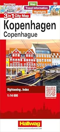 kopenhagen copenhague 3 in 1 city map 3 in 1 stadtplan reiseinformationen und highlights 1st edition hallwag