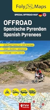 folymaps offroad spanish pyrenees 1 250 000 special map with over 60 off road tracks 1st edition martin
