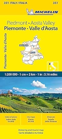 piemonte e valle daosta straa en und tourismuskarte 1 200 000 auflage 2023 351 1st edition michelin