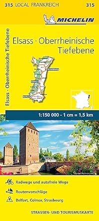 michelin localkarte elsass oberrheinische tiefebene 1 150 000 straa en und tourismuskarte 1st edition