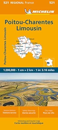 france poitou charentes map 521 1st edition michelin 2067258745, 978-2067258747