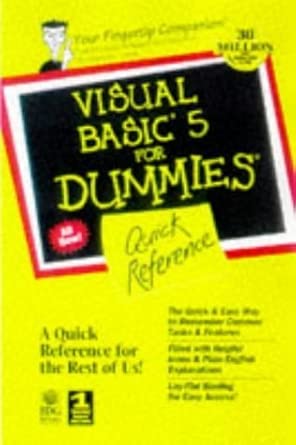 visual basic 5 for dummies quick reference 1st edition namir clement shammas 0764502522, 978-0764502521