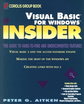 visual basic for windows insider 1st edition peter g aitken 0471590924, 978-0471590927