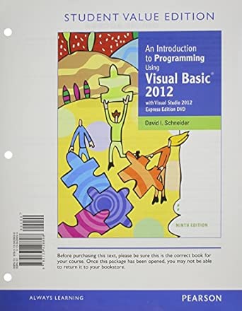 an introduction to programming using visual basic 2012 student   with myprogramminglab access code 1st