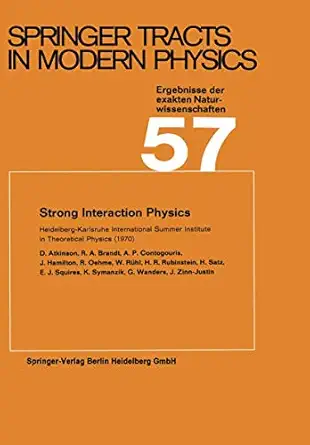strong interaction physics heidelberg karlsruhe international summer institute in theoretical physics 1st