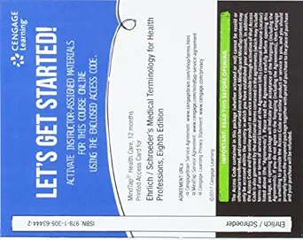 Mindtap Medical Terminology 2 Term Printed Access Card For Ehrlich/Schroeder/Ehrlich/Schroeders Medical Terminology For Health Professions 8th