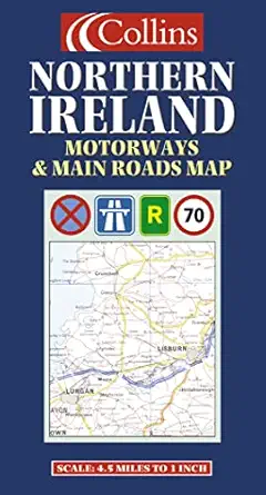 Collins Northern Ireland Motorways And Main Roads Map 4 5 Miles To 1 Inch Approx