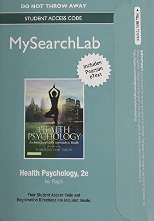 Mylab Search With Pearson Etext Standalone Access Card For Health Psychology An Interdisciplinary Approach To Health