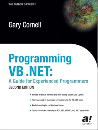 programming visual basic net 1st edition gary cornell 1590590562, 978-1590590560