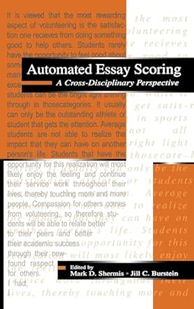 automated essay scoring a cross disciplinary perspective 1st edition mark d shermis ,jill c burstein
