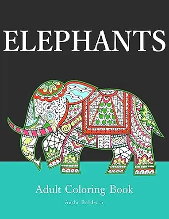 elephants adult coloring book 1st edition aada baldwin 1530109132, 978-1530109135