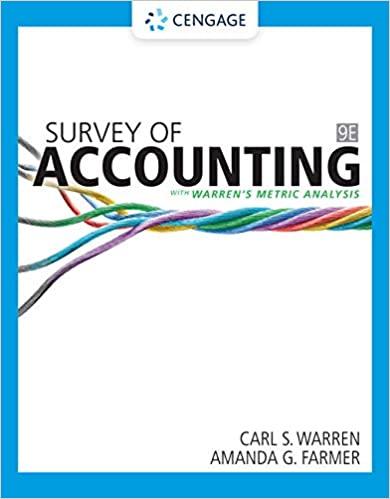 survey of accounting 9th edition carl s. warren, amanda farmer 0357132599, 978-0357132593