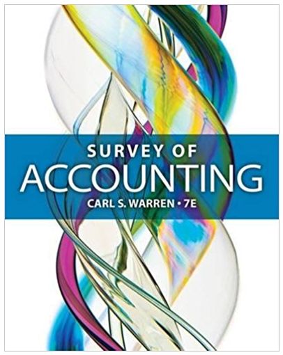 survey of accounting 7th edition carl s. warren 1285974360, 1285183487, 9781285974361, 978-1285183480