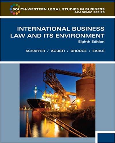 international business law and its environment 8th edition richard schaffer, filiberto agusti, lucien j.