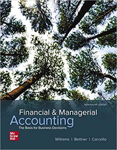 financial and managerial accounting the basis for business decisions 19th edition jan williams, susan haka,
