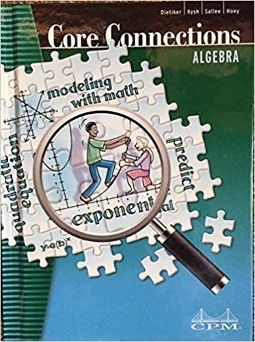 core connections algebra 5th edition brian hoey, judy kysh, leslie dietiker, tom sallee 1603281010,