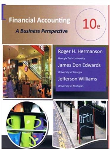 financial accounting a business perspective 10th edition jefferson williams, roger hermanson, james don