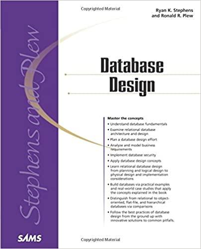 database design 1st edition ryan k. stephens, ronald r. plew 0672317583, 978-0672317583