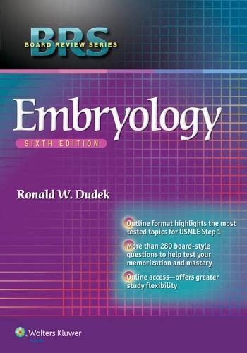 brs embryology 6th edition ronald w. dudek 1451190387, 978-1451190380