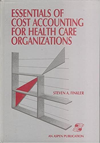 essentials of cost accounting for health care organizations 1st edition steven a. finkler 0834205289,