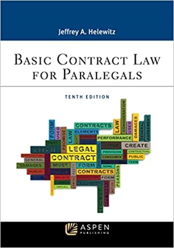 basic contract law for paralegals 10th edition jeffrey a helewitz 1543839533, 978-1543839531