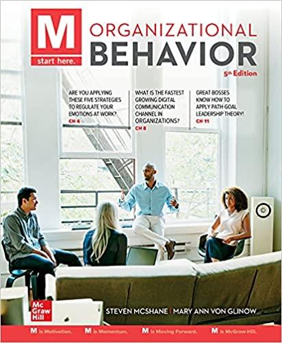 m organizational behavior 5th edition steven mcshane, mary von glinow 1260261565, 978-1260261561