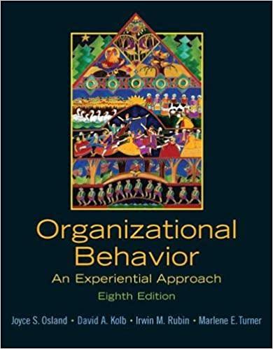 organizational behavior an experiential approach 8th edition joyce osland, david kolb, irwin rubin, marlene