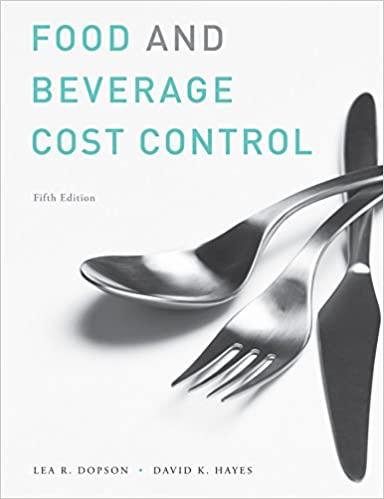 food and beverage cost control 5th edition lea r. dopson, david k. hayes 0470251395, 978-0470251393