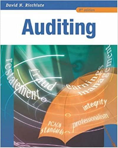 auditing 8th edition david ricchiute 0324226292, 978-0324226294