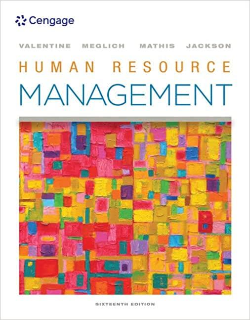 human resource management 16th edition sean r. valentine, patricia meglich, robert l. mathis, john h. jackson